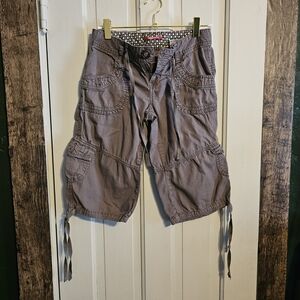 UNIONBAY Brown Cargo Capris with Printed Waistband
